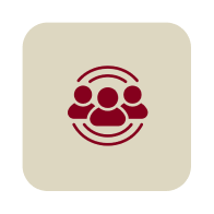 Three red user icons with circular lines.