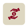 Hands holding a coin icon.