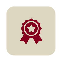 Red award ribbon with star icon.