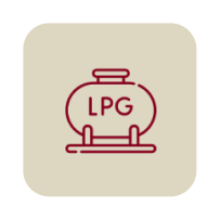 LPG tank icon on beige background.