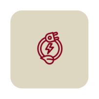 Electric plug icon with lightning bolt symbol.