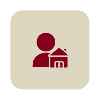 Person icon with house silhouette design.