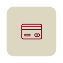 Credit card icon on beige background.