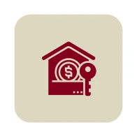 House icon with dollar sign and key.
