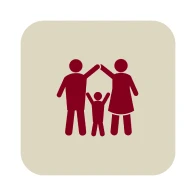 Family icon with two adults and child.