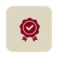 Badge icon with checkmark and ribbons.